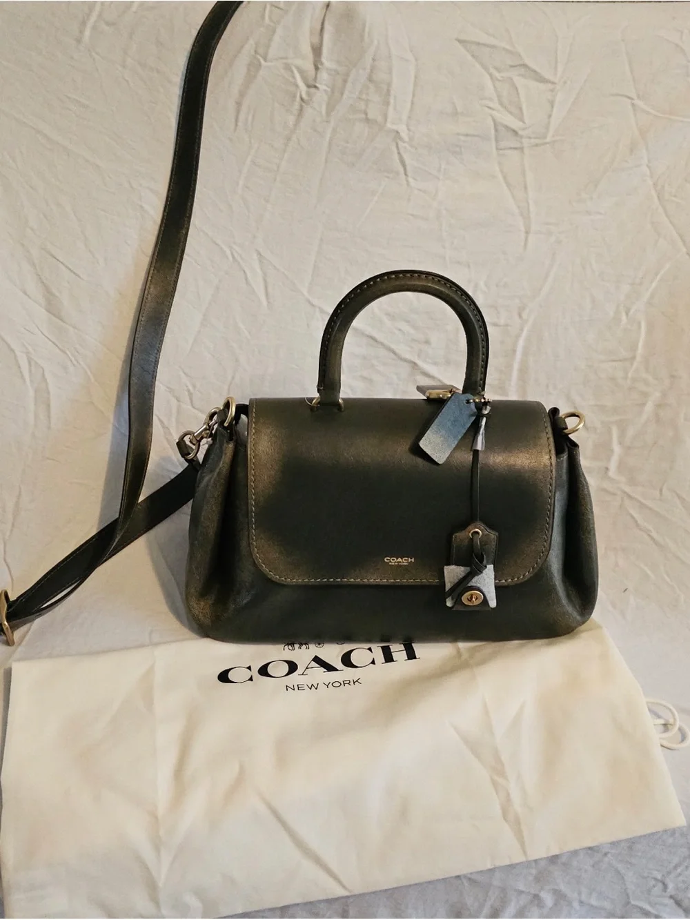 New Coach Slouchy Rogue in Green loved leather Satchel bag